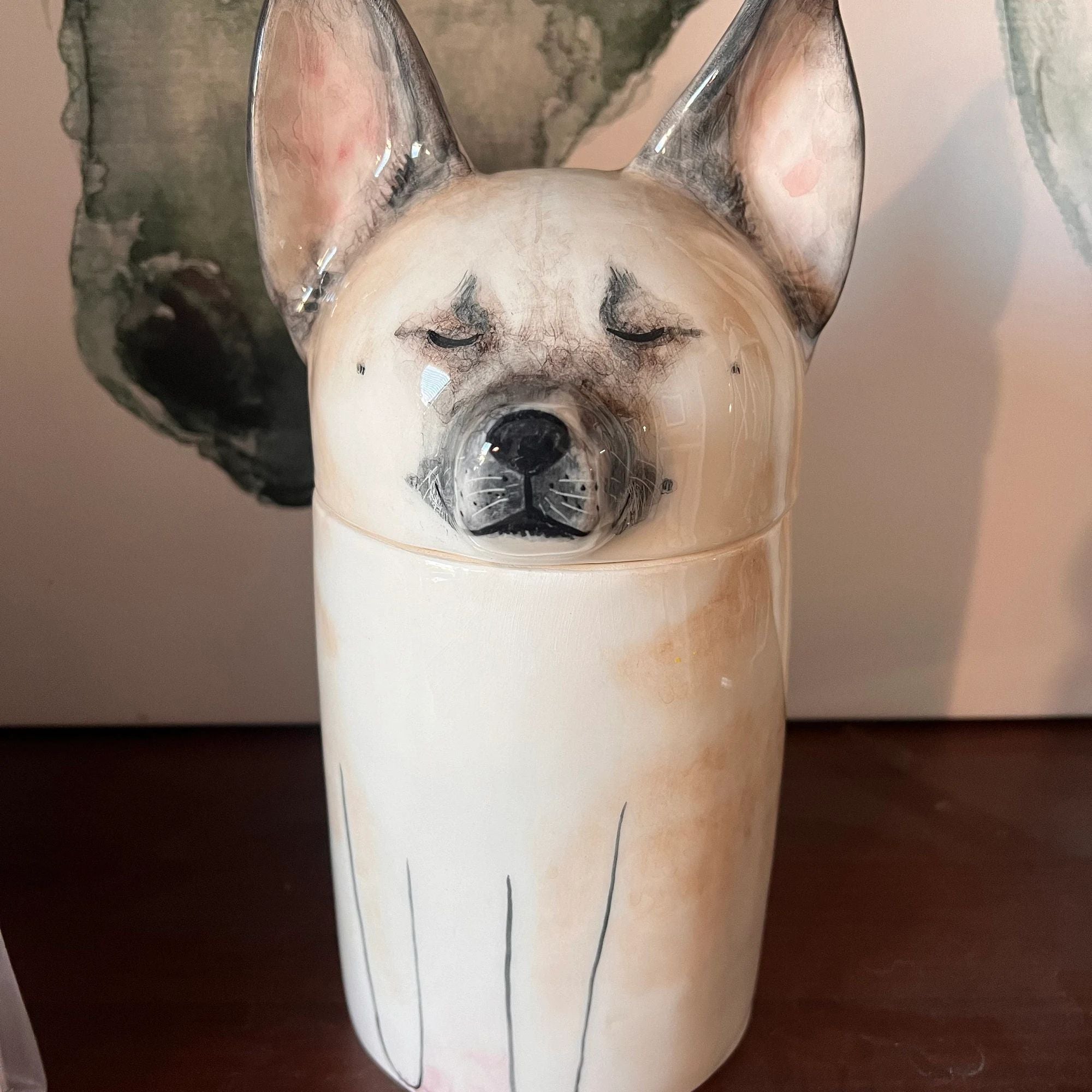 Pet decorations | ceramic hand-painted pet storage box | pet memorial | ceramic hand-painted pet urn | multi-scene pet crafts